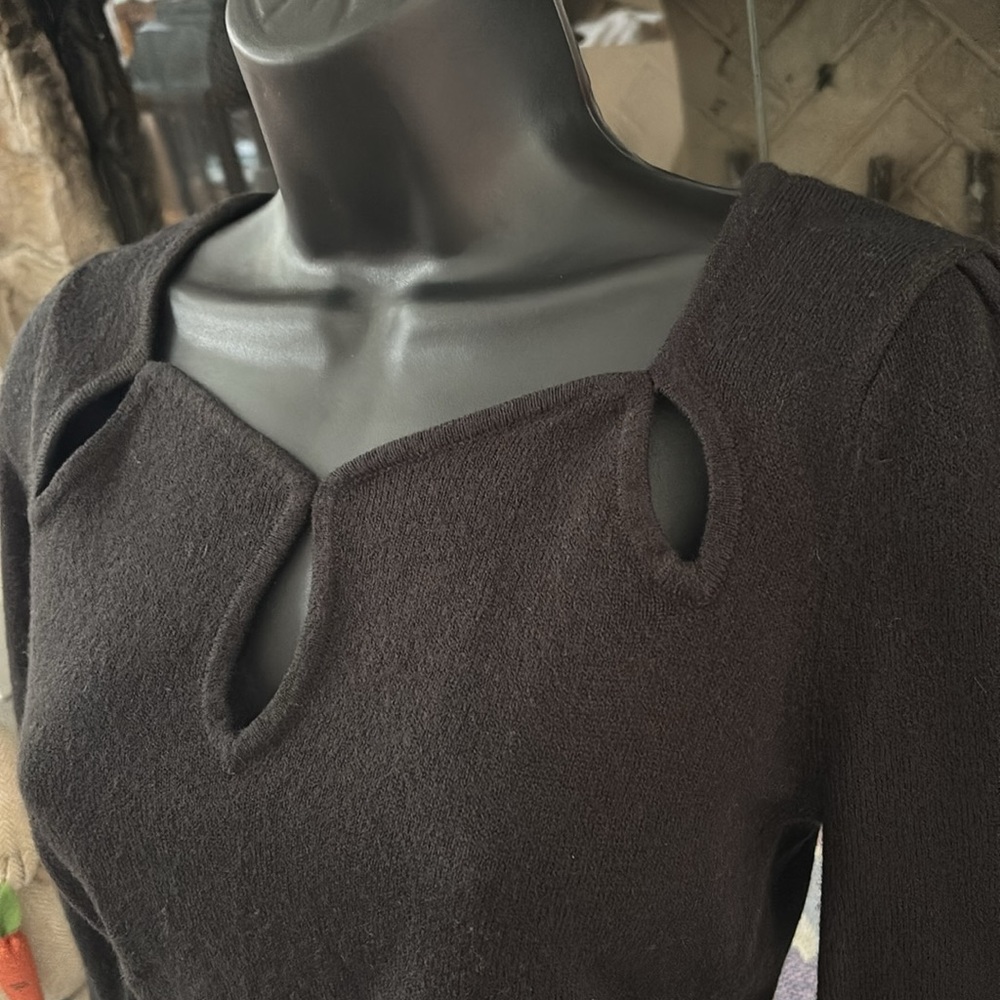 Women’s Boston Proper Black Long Sleeve Sweater with Cutout Design size Small - Picture 2 of 4